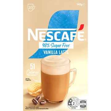 Nescafe 98% Sugar Free Vanilla Latte Sachets 10 pack