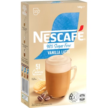 Nescafe 98% Sugar Free Vanilla Latte Sachets 10 pack