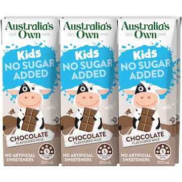 Australia's Own Kids No Sugar Added Milk Poppers Chocolate 200mL x 6 pack