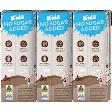 Australia's Own Kids No Sugar Added Milk Poppers Chocolate 200mL x 6 pack