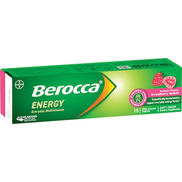 Berocca Energy Everyday Multivitamin Tablets Strawberry Splash 15 pack