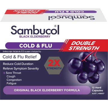 Sambucol Double Strength Cold & Flu Capsules 12 pack