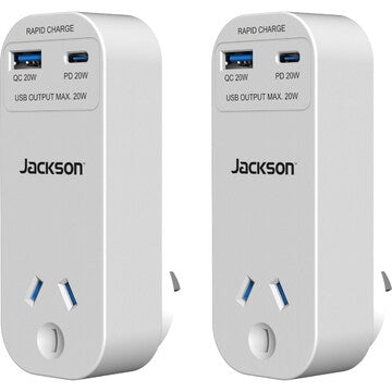 Jackson 20W USB Adaptor Twin 2 pack
