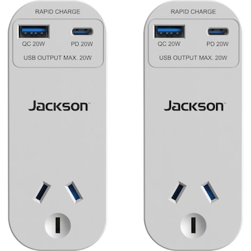 Jackson 20W USB Adaptor Twin 2 pack