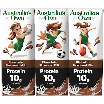 Australia's Own Protein Chocolate Flavoured Milk Poppers 200mL x 3 pack
