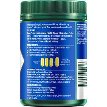 Nature's Own Concentrated Fish Oil Capsules Omega Triple 180 pack