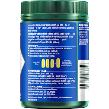 Nature's Own Concentrated Fish Oil Capsules Omega Triple 180 pack
