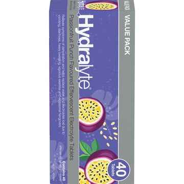 Hydralyte Effervescent Electrolyte Tablets Passionfruit Punch 40 pack