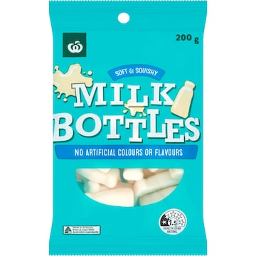 Woolworths Milk Bottles Lollies 200g