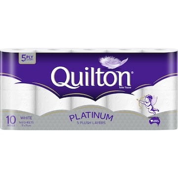 Quilton Platinum 5Ply White Toilet Tissue 10 pack