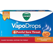 Vicks Vapodrops Painful Sore Throat Lozenges Honey 16 pack