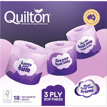 Quilton Softness 3Ply White Toilet Paper Box 18 pack