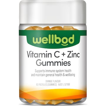 Wellbod Adult Vitamin C + Zinc Gummies 60 pack