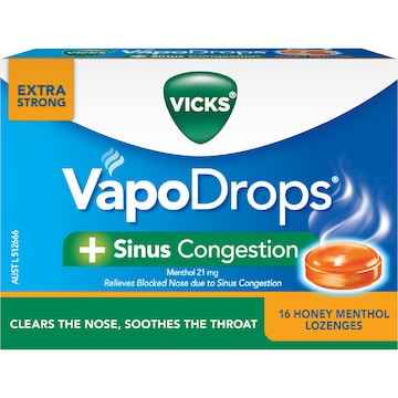 Vicks Vapodrops Sinus Congestion Lozenges Honey Menthol 16 pack
