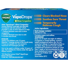 Vicks Vapodrops Sinus Congestion Lozenges Honey Menthol 16 pack