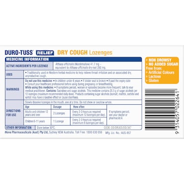 Duro-Tuss Relief Dry Cough Lozenges Blackberry & Vanilla 24 pack