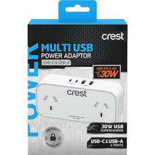 Crest Multi USB Power Adaptor USB-C & USB-A each
