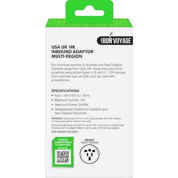 Crest Bon Voyage Inbound Adaptor USA UK & HK each