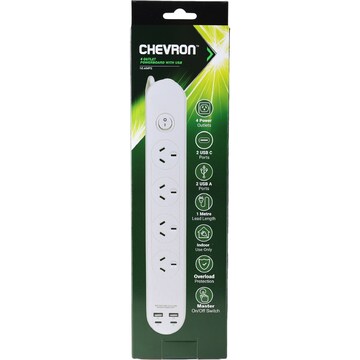 Chevron 4 Outlet Powerboard With USB each