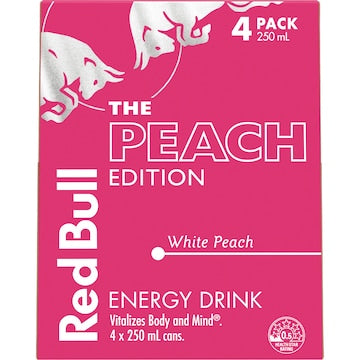 Red Bull The Winter Edition Energy Drink White Peach 250mL x 4 pack