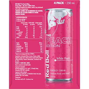 Red Bull The Winter Edition Energy Drink White Peach 250mL x 4 pack