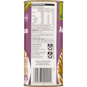 Woolworths Asparagus Spears Tin 425g