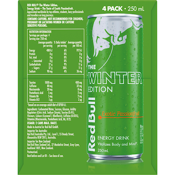 Red Bull Energy Drink The Winter Edition Exotic Passionfruit 250mL x 4 pack