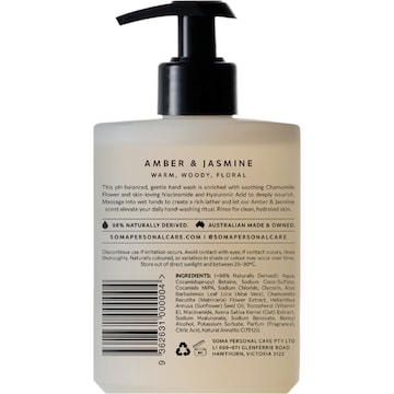 Soma Hand Wash Amber & Jasmine 450mL