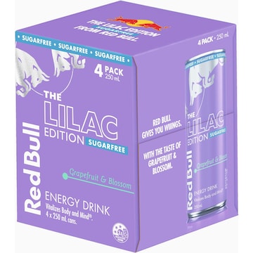 Red Bull The Lilac Edition Sugar Free Energy Drink Cans 250mL x 4 pack