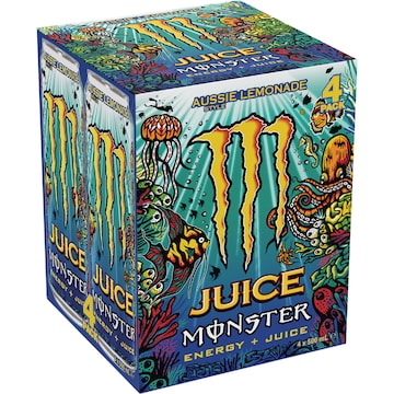 Monster Energy Juice Aussie Lemonade Style 500mL x 4 pack