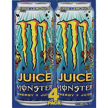 Monster Energy Juice Aussie Lemonade Style 500mL x 4 pack