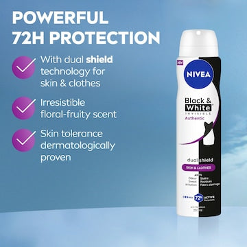 Nivea Women Black & White Aerosol Antiperspirant Authentic 250mL