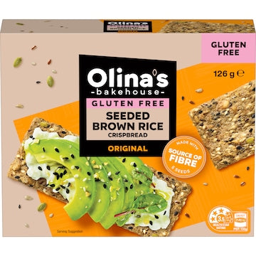 Olina's Bakehouse Gluten Free Seeded Brown Rice Crispbread Original 126g
