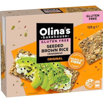 Olina's Bakehouse Gluten Free Seeded Brown Rice Crispbread Original 126g