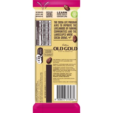 Cadbury Old Gold Fruit & Nut Dark Chocolate Block 170g