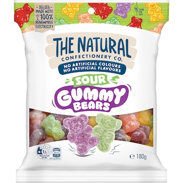 The Natural Confectionery Co. Sour Gummy Bears 180g