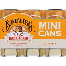 Bundaberg Diet Ginger Beer Mini Cans 200mL x 6 pack