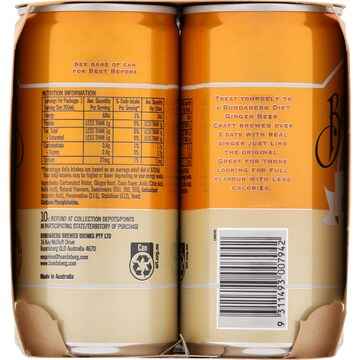 Bundaberg Diet Ginger Beer Mini Cans 200mL x 6 pack