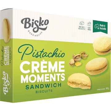 Bisko Bakehouse Creme Moments Shortbread With Pistachio Cream Filling 140g