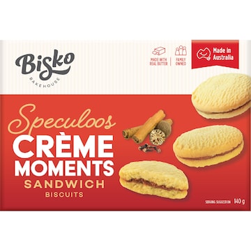 Bisko Bakehouse Creme Moments Shortbread With Speculoos Cream Filling 140g