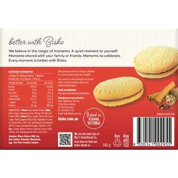 Bisko Bakehouse Creme Moments Shortbread With Speculoos Cream Filling 140g
