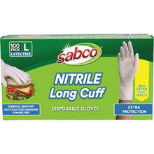 Sabco Nitrile Long Cuff Disposable Gloves Large 100 pack