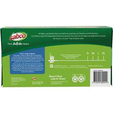 Sabco Nitrile Long Cuff Disposable Gloves Medium 100 pack