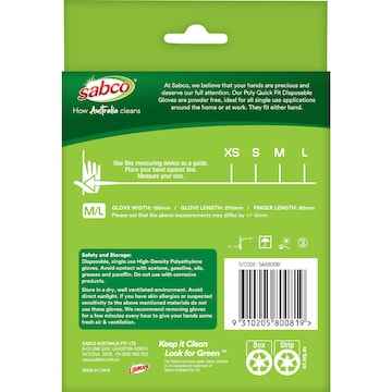 Sabco Poly Quick-Fit Gloves M/L 200 pack