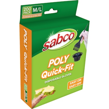 Sabco Poly Quick-Fit Disposable Gloves M/L 200 pack