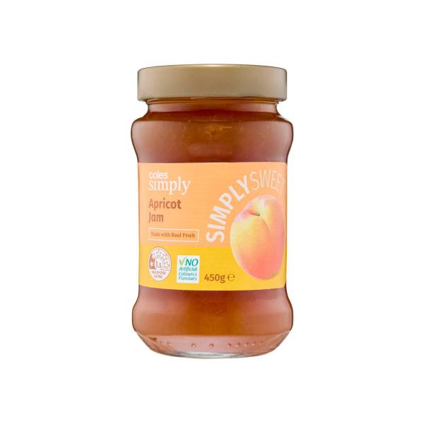 COLES SIMPLY APRICOT JAM 450G