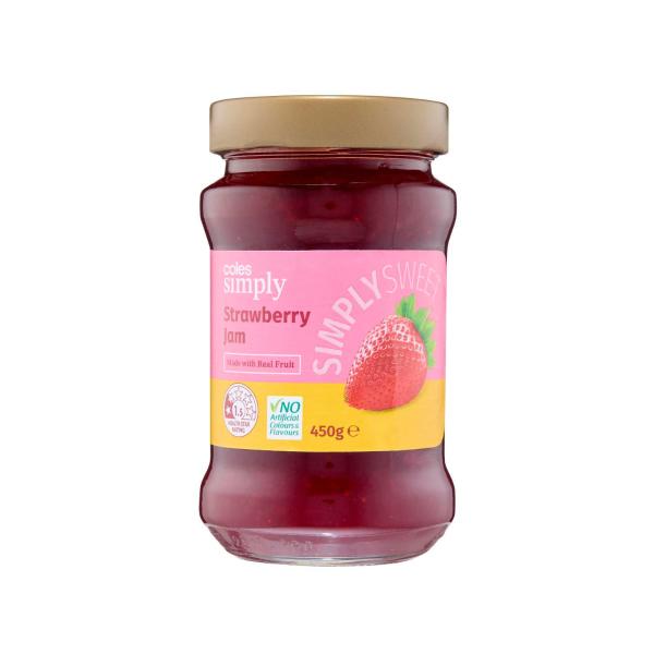 COLES SIMPLY STRAWBERRY JAM 450G