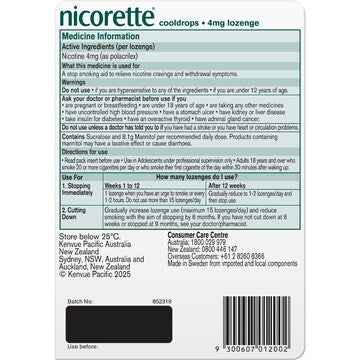 Nicorette Lozenge Cooldrops 4mg 40 pack
