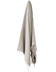 Vintage Linen Fringe Throw in Natural