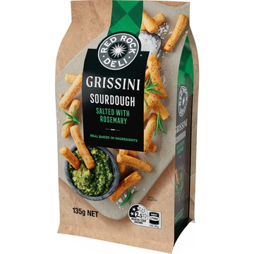 Red Rock Deli Grissini Salted Sourdugh Wtih Rosemary 135g